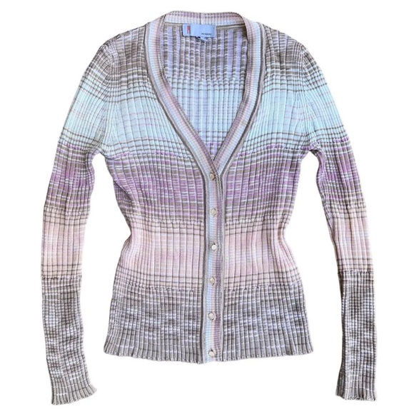 MISSONI Vneck Cardigan & Tank Set Front Button Down Zig Zag Print Pink Blue 6/8 - Picture 15 of 15